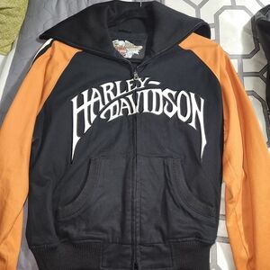 Harley-Davidson Black and Orange Bomber Jacket
